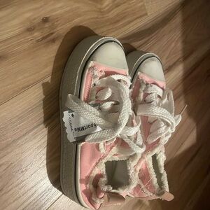 Pink and White Sneakers with Chunky Soles